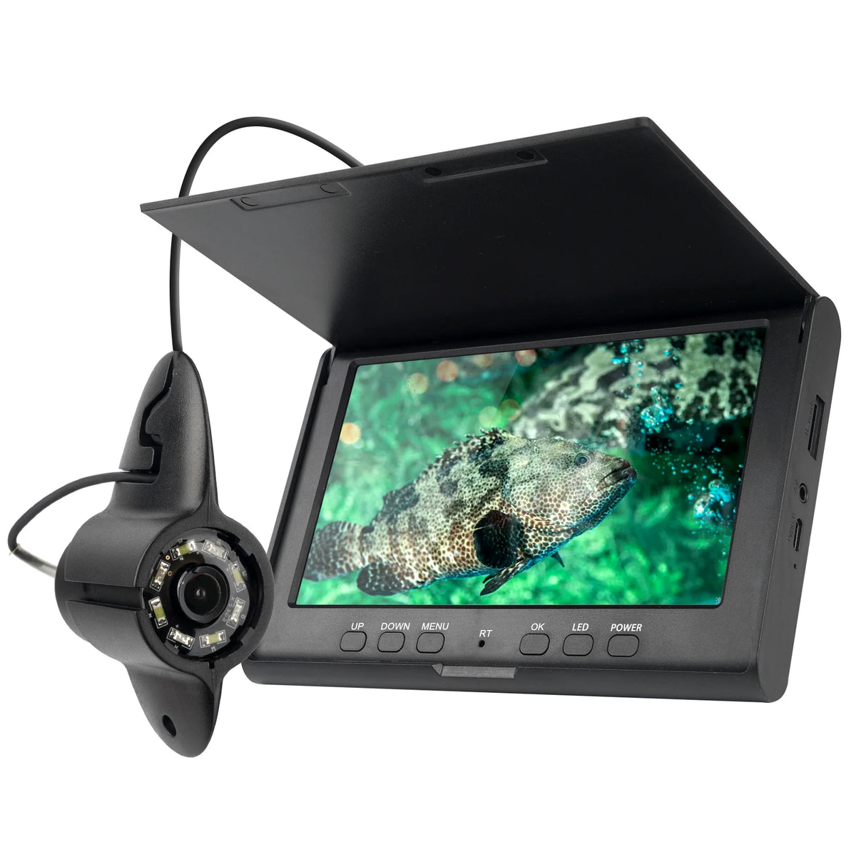 7 Inch 20M Cable Portable Underwater Fish Finder 8 LEDs Fishing Camera Fixed on Rod 1080P Monitor IP68 For Lake Ice Fishing