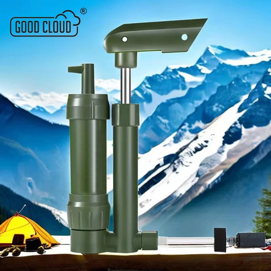 Portable Hand Pump Water Filter 360g Mini Personal Purifier for Camping Hiking Fast Flow Survival Gear with 0.01 Micron Filter