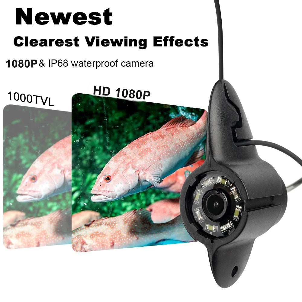 7 Inch 20M Cable Portable Underwater Fish Finder 8 LEDs Fishing Camera Fixed on Rod 1080P Monitor IP68 For Lake Ice Fishing